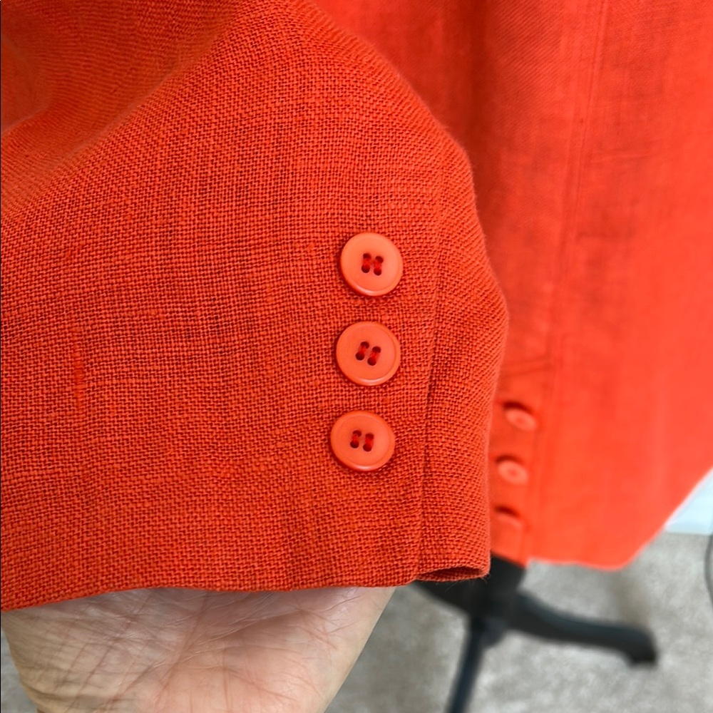 CHAUS LINEN Women's Orange button front Blazer - Picture 8 of 13